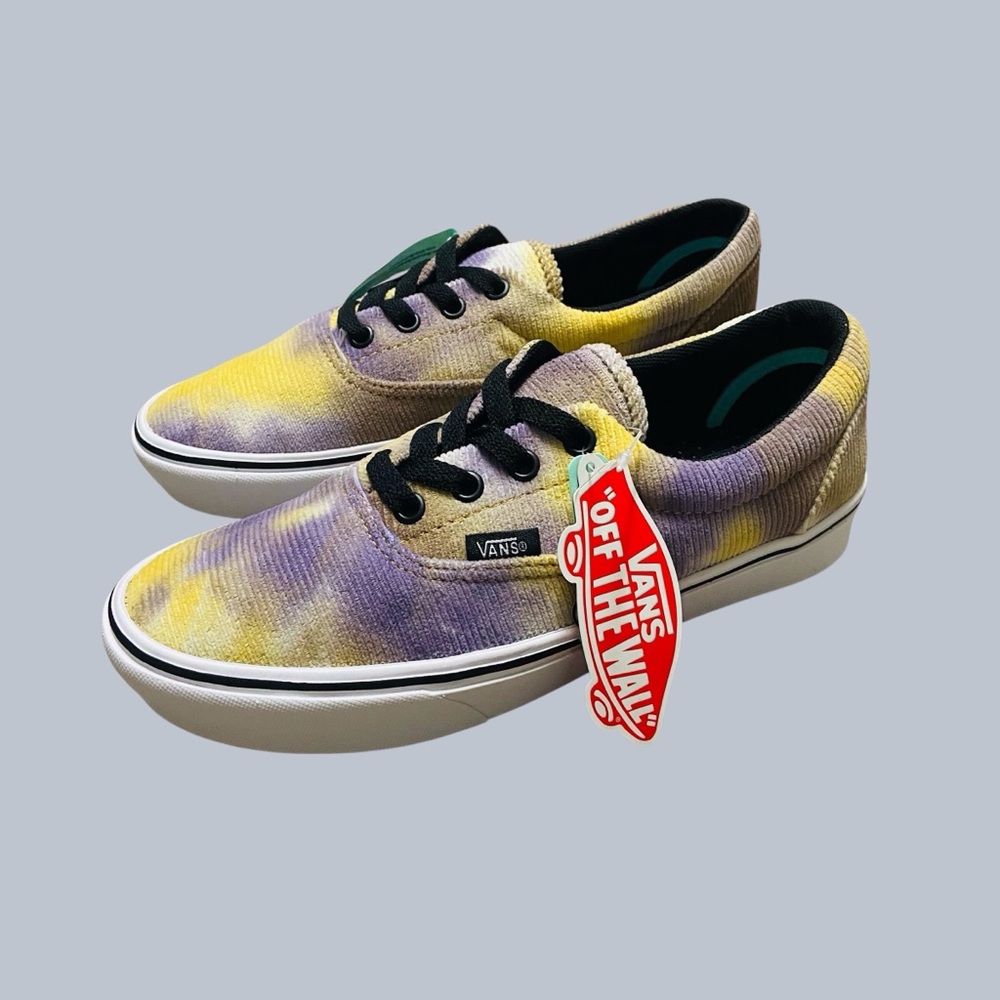 Vans ComfyCush Era Blotched Purple Yellow Tie-Die Velvet
